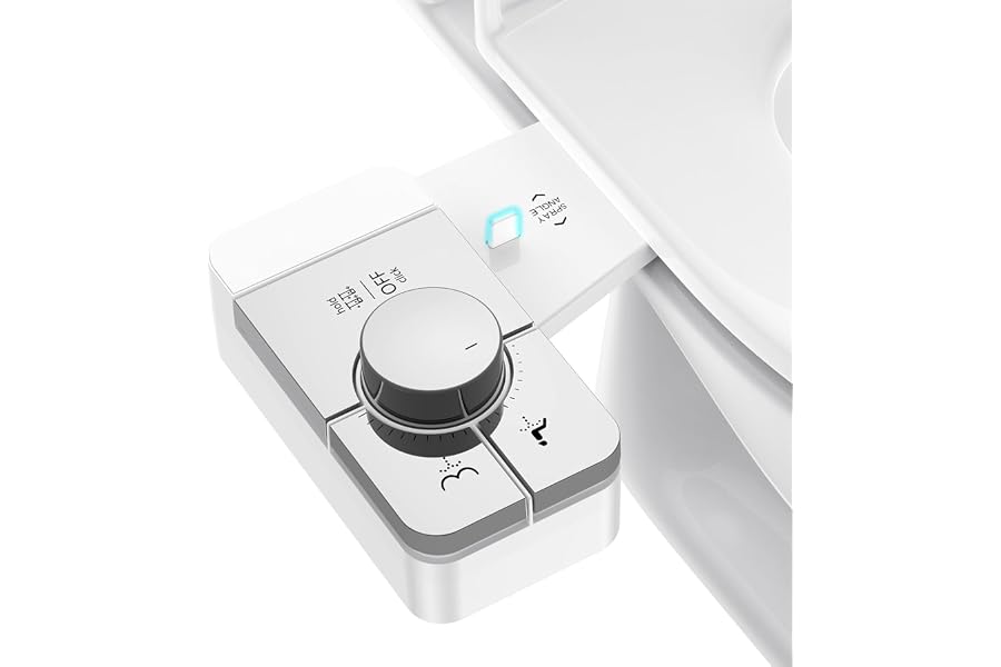 Vestomeli Upgrade Bidet Attachment for Toilet Seat, Adjustable Angle Dual Nozzle, Self-Cleaning, Non-Electric Bidet Attachment for Rear & Feminine Wash, Controllable Fresh Cold Water Pressure