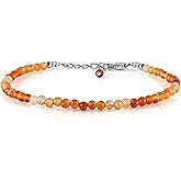 InfinityGemsArt Natural Stone Beads Dainty Bracelet Jewelry for Women, Crystals and Gemstones Birthstone 925 Sterling Silver Chain 8 inch Gifts For her