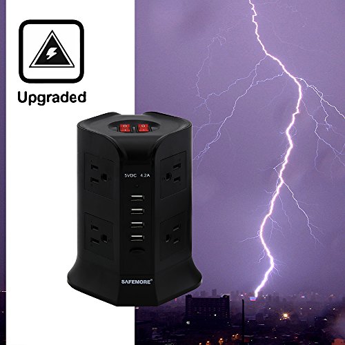 image for [Upgraded] SAFEMORE Surge Srotector 8-Outlet and 4 USB Charging Ports 