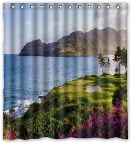 Comfort Home Style Custom Ocean Golf Course Pattern Design Waterproof Polyester Fabric Shower Curtain,Bathroom decor 66"x72"