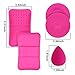 TailaiMei Makeup Brush Cleaning Mats, 1 Mini Makeup Brush Cleaner mat, 1 Cosmetic Brushes Cleaning Plate Portable Washing Tool and 1 Sponge Blender,Silicone Brush Scrubber for Face and Eye Brush(Pink)