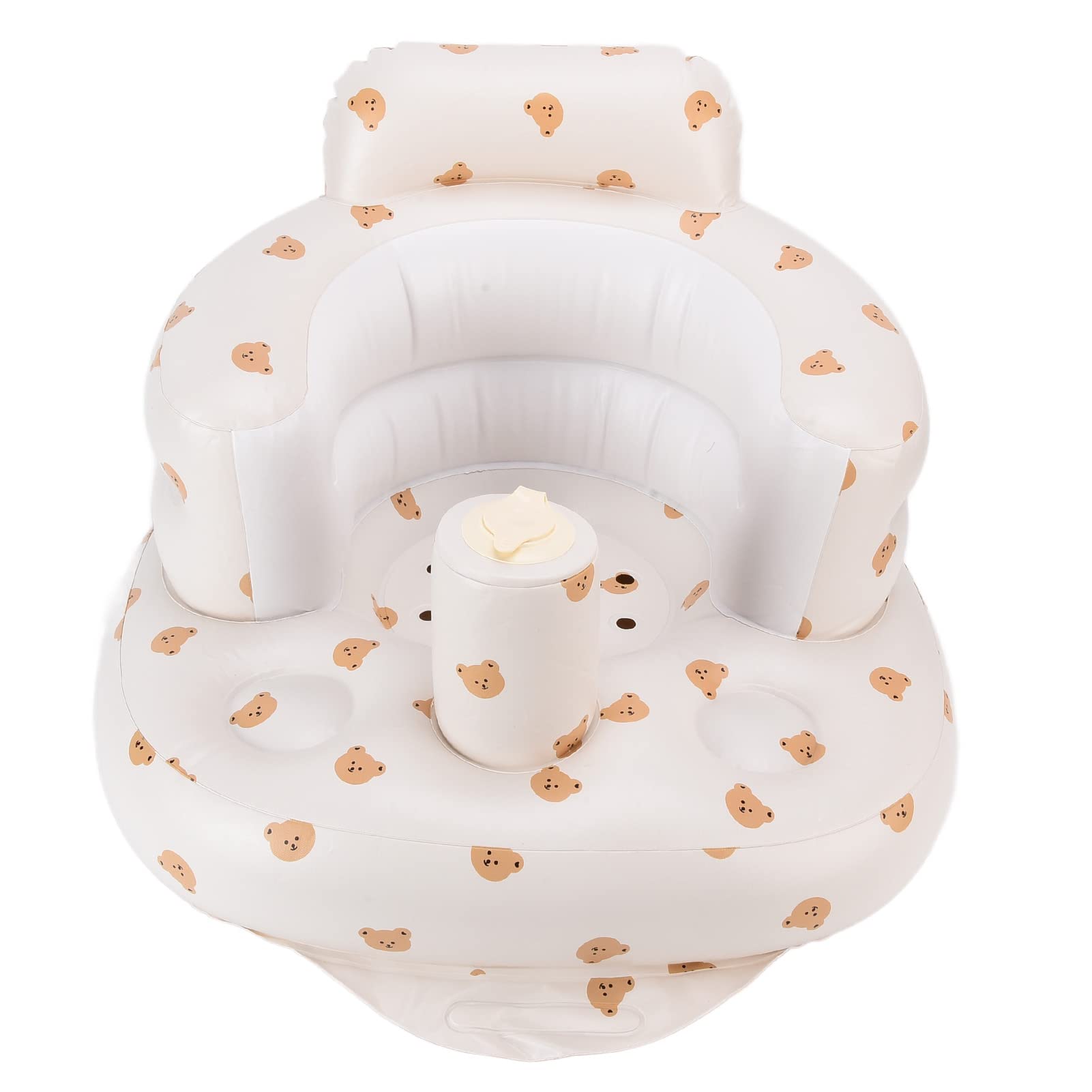 Inflatable Baby Sofa, 57x48x35cm PVC Multifunctional Baby Inflatable Sofa with Deflation Tube, for Going Out, Bathroom, Traveling(Bear Head Pattern)