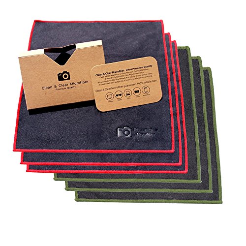 EXTRA LARGE [6 Pack] Clean & Clear Microfiber - ULTRA PREMIUM QUALITY Lens Cleaning Clothes - Camera Lens, Glasses, Screens, and all Lens. (Best Quality Microfiber Cloths)