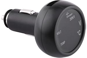 3in1 Dual LED USB Car, Voltmeter Thermometer for 12V-24V Vehicles, Fast Charging (Blue Red)