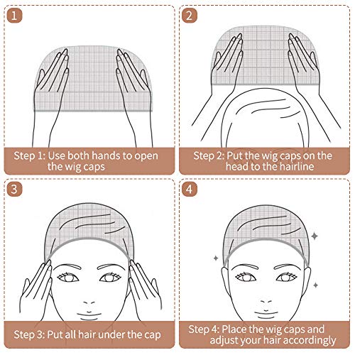 Wig Caps, IKOCO 6 Pcs Nylon Stocking Caps for Wigs Strenchy Wig Caps for Women (Brown)