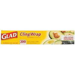 Glad Cling Wrap Clear Plastic Wrap, 200 Sq Ft