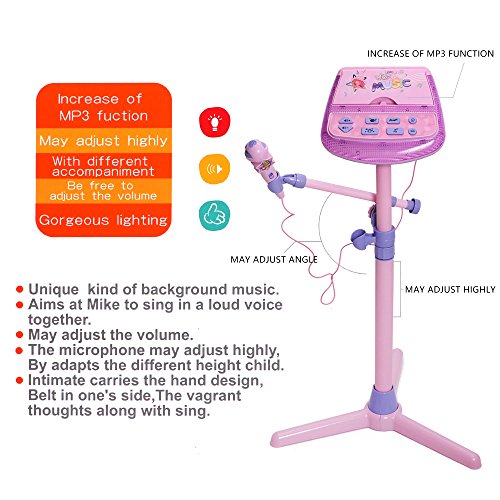 HANMUN Kids Karaoke Machine Microphone Stand (Pink) Pricepulse