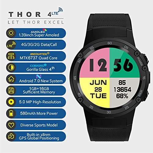 Thor Flagship 4G LTE GPS SmartWatch Android MTK6737 Quad - Main Image