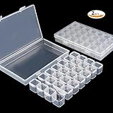 2 Pack 28 Grids Diamond Embroidery Box, LEOBRO Storage Case for Diamond Painting Rhinestone, Mosaic kits, Diamond Stones Dividers Box Organizer 17.3 x 10.5 x 2.6 cm