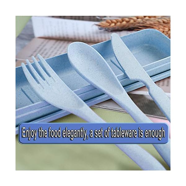 2-Pack-Portable-Travel-Cutlery-Set-Reusable-Flatware-Set-Wheat-Straw-Dinnerware-Set-Tableware-Set-for-Workplace-School-Picnic-Camping-Blue 2 Pack Portable Travel Cutlery Set, Reusable Flatware Set, Wheat Straw Dinnerware Set, Tableware Set for Workplace School Picnic Camping (Blue)