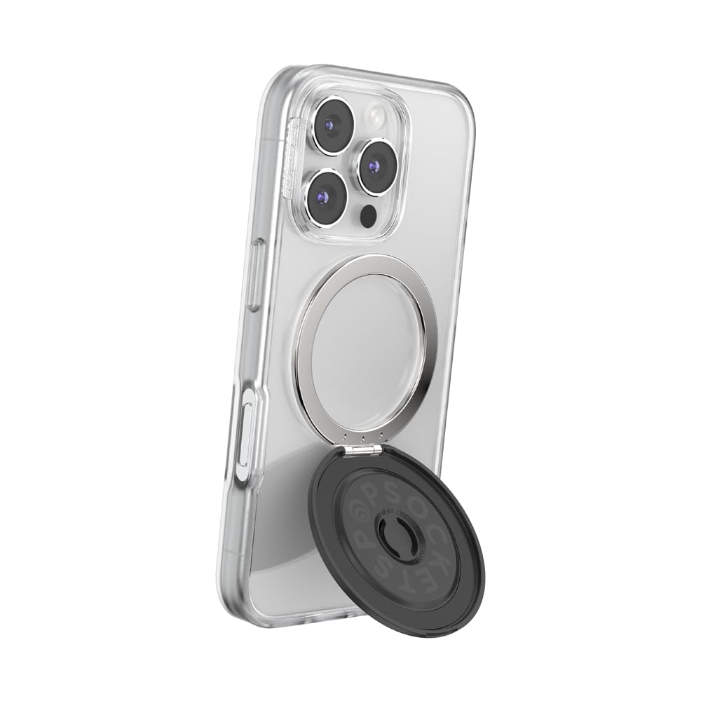 PopSockets Kick-Out Grip for MagSafe, Adjustable Kickstand for Portrait or Landscape, Magnetic Stand, Black - Black