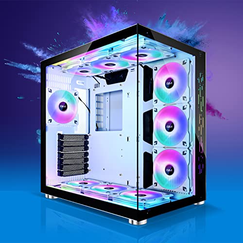 GIM ATX MidTower White Gaming PC Case 2 Tempered Glass Panels & Front
