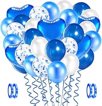 Evance 94 Pieces Ballons Bleu Anniversaire Bleu Ballon Latex De Baudruche Confettis Ballons Helium Ballon Coeur Ballon Metallique Blanc Pour Mariage Anniversaire Decoration Bleu Blanc Amazon Fr Jeux Et Jouets
