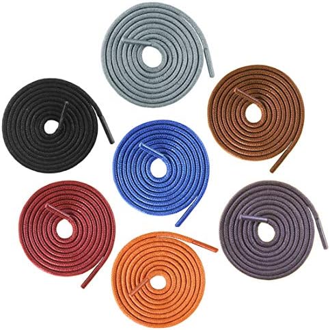 Mshega 7 Pairs Premium Round Waxed Shoelaces Colored Oxford Dress Shoe Laces Shoe Strings for Men