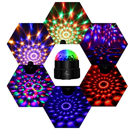 Disco Lights, Sound Activated Disco Ball Rotating Stage DJ Strobe Party Lights LED 7 Colors Crystal Magic Ball for Christmas Parties Karaoke Dancing Bar Club Wedding Outdoor with Remote
