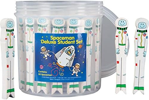Really Good Stuff 151977 Spaceman Deluxe Student Set – Includes 30 Spacemen in a Reusable Storage Container – Fun, Interactive, Easy Way for Students to Learn Proper Word Spacing,Assorted