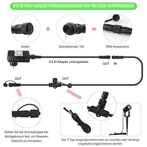 AIMHEIM 8er-Set Gartenstrahler LED Warmweiß, 3W Gartenleuchte Garten Beleuchtung mit Stecker, Schwenkbar Außen-Strahler… – Bild 7
