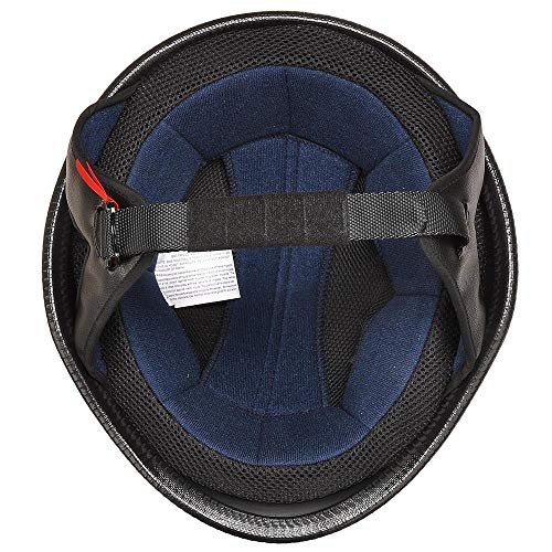 LeeMas Inc Motorcycle Chopper Helmet Half Face German Style DOT Approved Skull Cap Open Face Cruiser Chopper Biker Black Size L