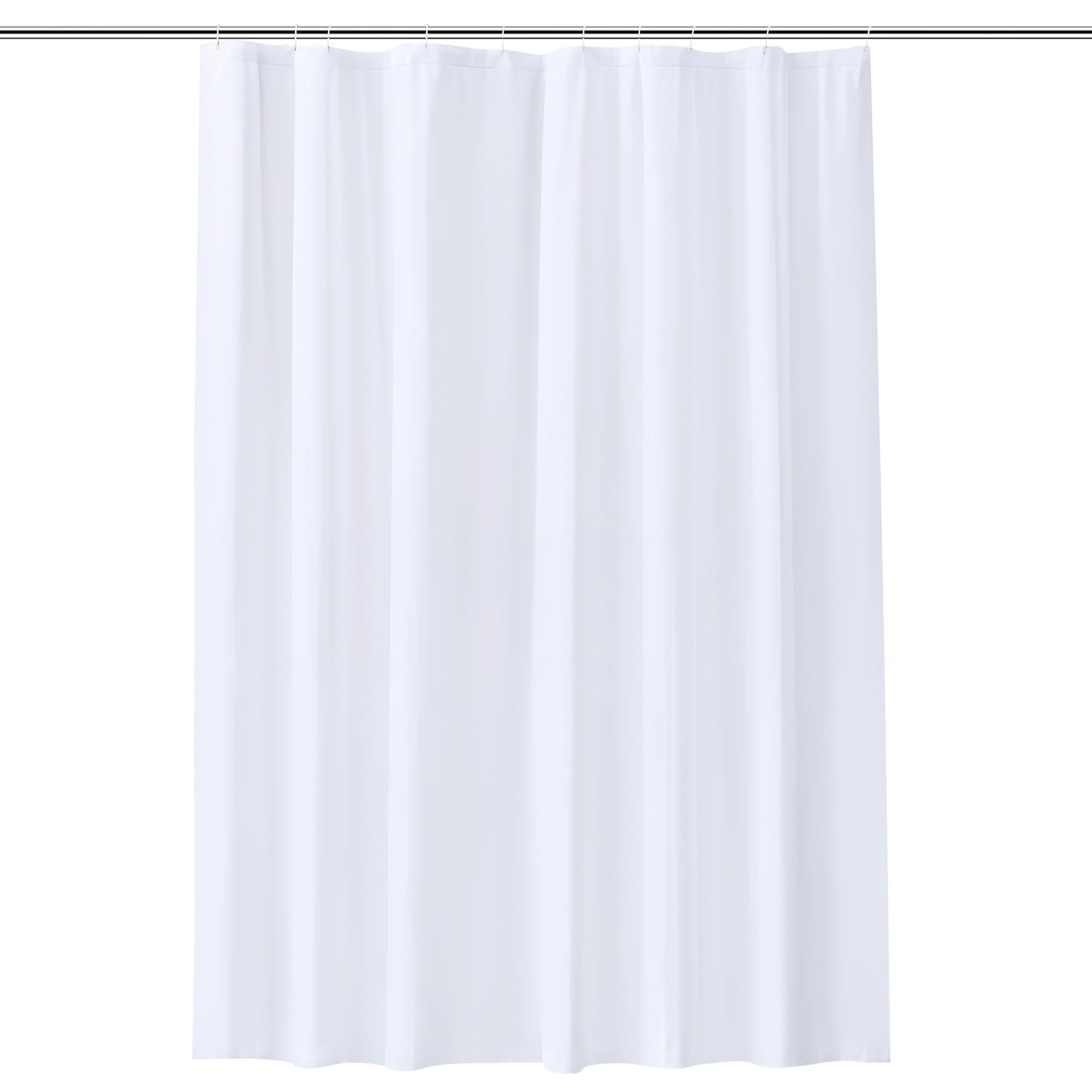 WedDecor Shower Curtains Mould Proof Resistant, Waterproof PEVA Shower Curtain Heavy Duty Bathroom Curtains, With 12 White Plastic Hooks, 180cm x 180cm, White