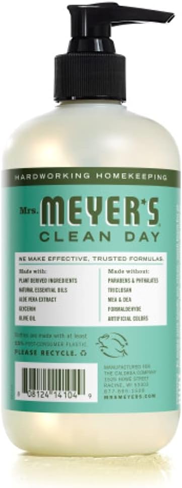 Mrs. Meyer's Clean Day Liquid Hand Soap, Cruelty Free and Biodegradable Hand Wash Made with Essential Oils, Basil Scent, 12.5 oz - Pack of 3: Health & Personal Care