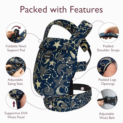 Momcozy Baby Carrier Newborn to Toddler - Ergonomic, Cozy and Lightweight Infant Carrier for 7-44lbs, Effortless to Put On, Ideal for Hands-Free Parenting, Enhanced Lumbar Support, Starry Sky