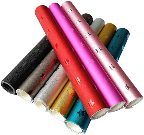 AOUXSEEM Holographic Laser Star Printed Faux Leather Sheets for Earrings Bows Jewelry Making,Bright Synthetic PU Solid Color Fabric【A4 Size,8 Colors】 21cm x 30cm