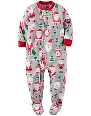 Newborn First Christmas Footed Pajamas W/Santa