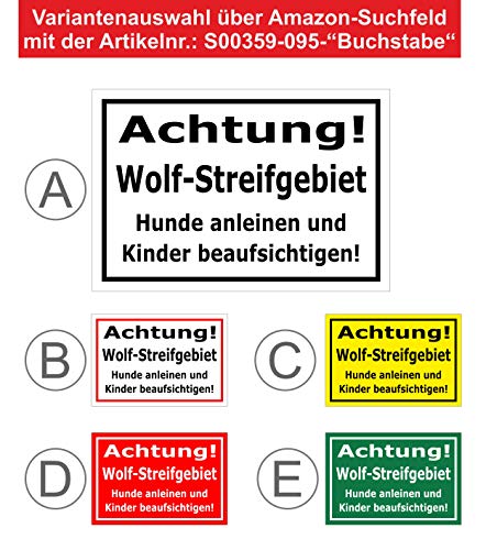 Melis-Folienwerkstatt Schild Wolf-Streifgebiet - 30x20cm - 3mm Hartschaum â 20 VAR S00359-095-B – Bild 4