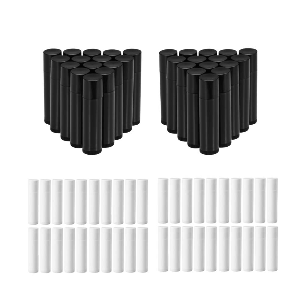 Lurrose Lip Gloss Containers 50Pcs 5g Empty Lip Balm Tubes Lip Gloss Empty Container Refillable Plastic Tubes for Travel and Home Use (White and Black) Travel Container