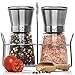 AdiChef Premium Salt and Pepper Grinder Set of Stainless Steel with Matching Stand – Stainless Steel Milla with Adjustable Ceramic Rotor, Elegant Manual Shakers, Bonus – Free Wooden Spoon – BPA-Free