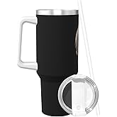 Funny Bigfoot Sasquatch Full Moon 40 oz Tumbler with Handle and Straw Lid | Insulated Cup Reusable Stainless Steel Water Bottle Travel Mug Cupholder Friendly | Gifts for Women Men Him Her