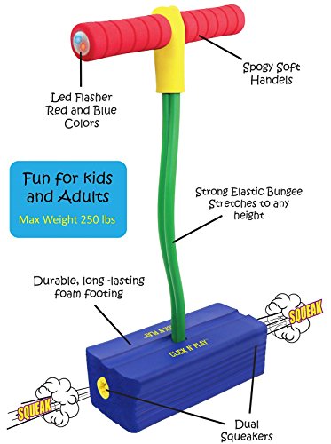 Click N' Play Foam Pogo Jumper for Kids, Fun and Safe Pogo Stick for Toddlers, Durable Foam and Bungee Jumper for Kids Ages 3 and up, Supports up to 250lbs