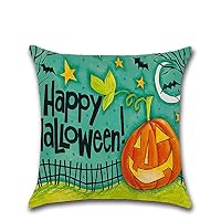 Bindun Halloween Pumpkin Decorative Throw Pillow Covers Linen Cushion Case for Sofa Bedroom Car 18 X 18 Inch