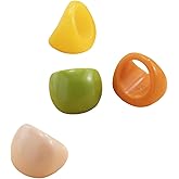 Douxsu 4Pcs Statement Y2k Chunky Large Resin Rings for Women, Charm Multicolor Thick Polished Acrylic Knuckle Finger Ring Vintage Aesthetic Jewelry Accessories
