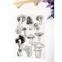 Yevison Clear Silicone Stamp Sheet Printing Scrapbooking Embossing Stamper Transparent Cling Seal for DIY Scrapbook Photo Albums Paper Notebook Card Making Arts Crafts Supplies Mushroom Durable and Useful