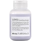 Davines LOVE Smoothing Shampoo, Taming Anti-Frizz Gentle Cleansing Action for Wavy, Unruly, Coarse Hair - Gives Shine, Elasticity, Softness & Sleek Look with Olive Extract, Travel Size, 2.54 Fl Oz