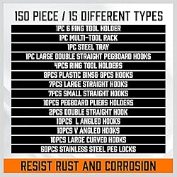 HORUSDY Pegboard Hooks Assortment, Pegboard