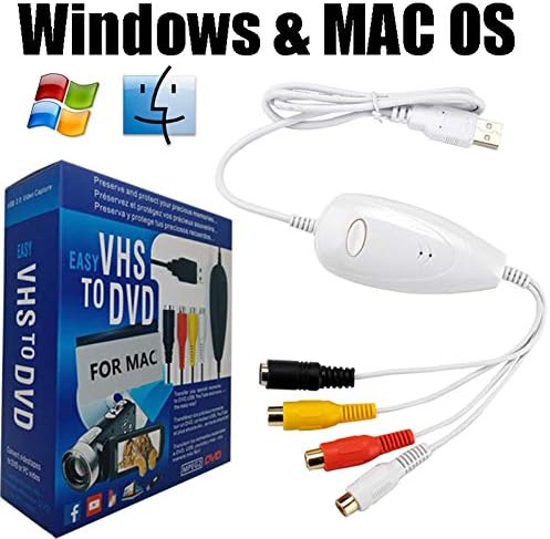 VHS To Digital DVD Converter for Mac Windows, Lvozize USB2.0 Audio/video Capture Grabber Adapter Device,Transfer VCR TV Hi8 Game S video to DVD-White (White)