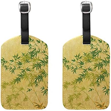 ネームタグ 荷物タグ 竹 和風 和柄 タグ 旅行 かわいい おしゃれ スーツケースタグ 名札 Puレザー 耐久性 目立つ 個性 2枚入り
