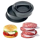 Plainmarsh Stuffed Burger Press 3 In 1, Burger Making Tools Stuffed Hamburger Maker Press Hamburger Patty Maker Sliders, Regular Beef Burger For Grilling BBQ (Black)
