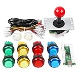 Gamelec Arcade Game Button and Joystick Controller Kit for Raspberry Pi and PC Games,Red Joystick and 10x LED Illuminated Push Buttons DIY Kits for Mame