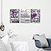 HUADAOART Wall Art for Living Room Purple Birds and Flowers Landscape Purple Art Canvas Prints Art Work Framed Perfect 3 Panels Wall Decorations Bedroom Office Each Panel Size:12x16inches 3pcs/Set