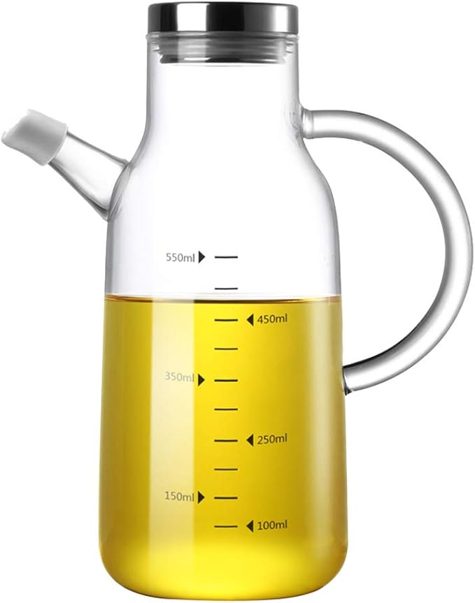 UPKOCH Oil Dispenser Bottle Cruet Stainless Steel Pour Spout Glass