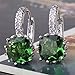 GULICX Women's Jewelry Emerald Color Green Cubic Zirconia Huggy Huggie Hoop Earrings Pierced