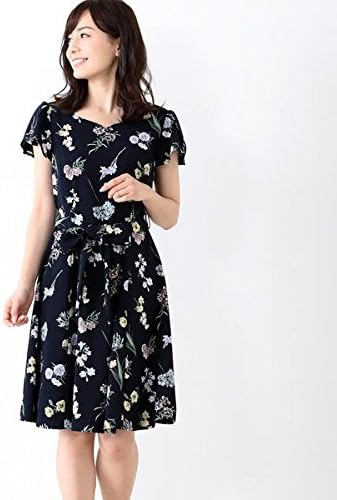 Amazon ミッシュ マッシュ Misch Masch 花柄ソデフレアーワンピース ネイビー M ワンピース チュニック 通販