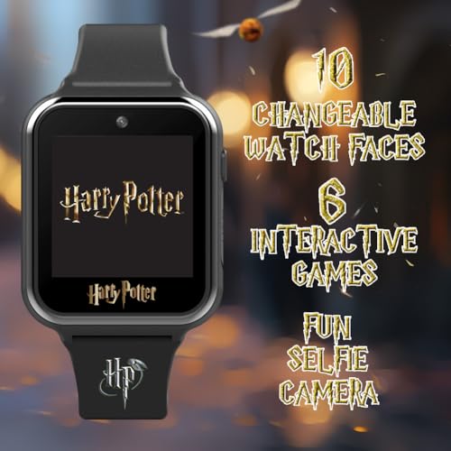 Accutime Harry Potter Kids Smart Watch – Interactive Touchscreen Watch with 10 Changeable Faces, Camera, Games, Alarm, Stopwatch, Step Counter & Calculator – Fits Wrists from 5.5