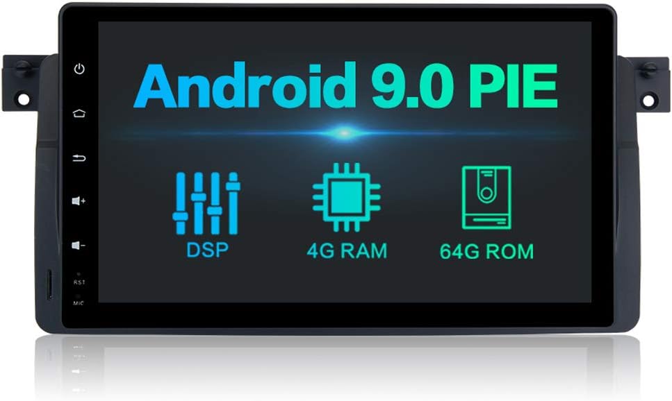 Dasaita 9" Android 9.0 Double Din Car Stereo Head Unit Built-in DSP 4G RAM 64G ROM for BMW 3 E46 M3 1998 to 2006 Bluetooth Car Radio Support GPS Wifi USB Carplay Mirror Link Steering Wheel Control