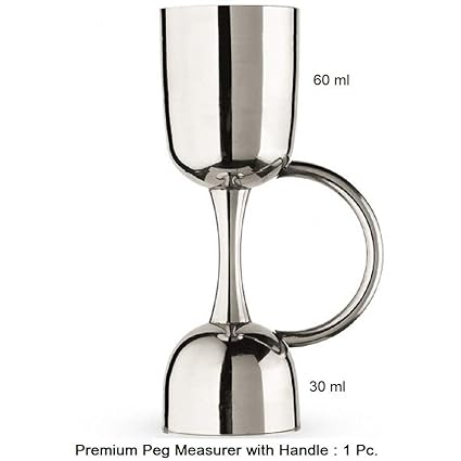 NJ Premium High Class Peg Measure Jigger with Handle 30 and 60 ml - New Design, Jigger with Handle, Shot Glass,Drink Measuring Bar Tool Jigger: 1pc. Limited Edition