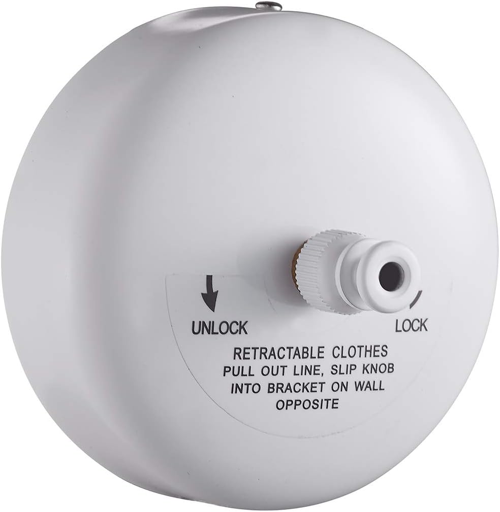 JOOM Retractable Clothesline Stainless Steel Heavy Duty 9Feet(MAX) for Hanging Drying in Bathroom Laundry Hotels, Chrome Finish,Round Style (Round B, White)