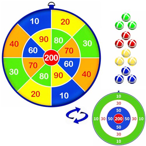 26in Large kids Dart Board with 12 Sticky Balls, Kids Ball Games, Indoor Game/Outdoor Game/Garden Game/Board Game/Fun PartyGame Toys, for 3+ Year Old Boys Girls(65cm)